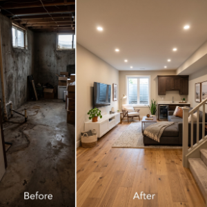 Basement Transformation — Brampton, ON renovation project by Kontractor Ontario